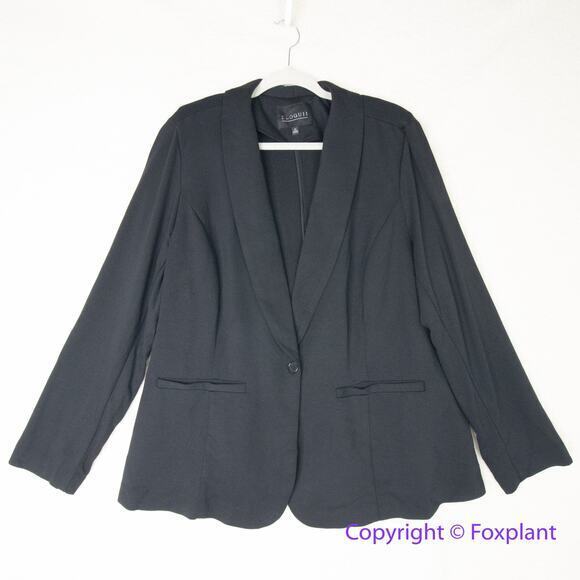 New! Eloquii black blazer one button, shoulder pads, size 20 - Picture 1 of 14